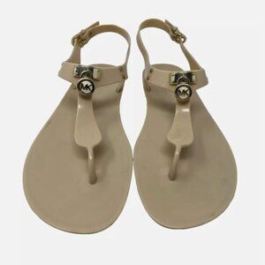 MICHAEL KORS  Mira Tan/Beige Jelly Flat Thong Sandals 10